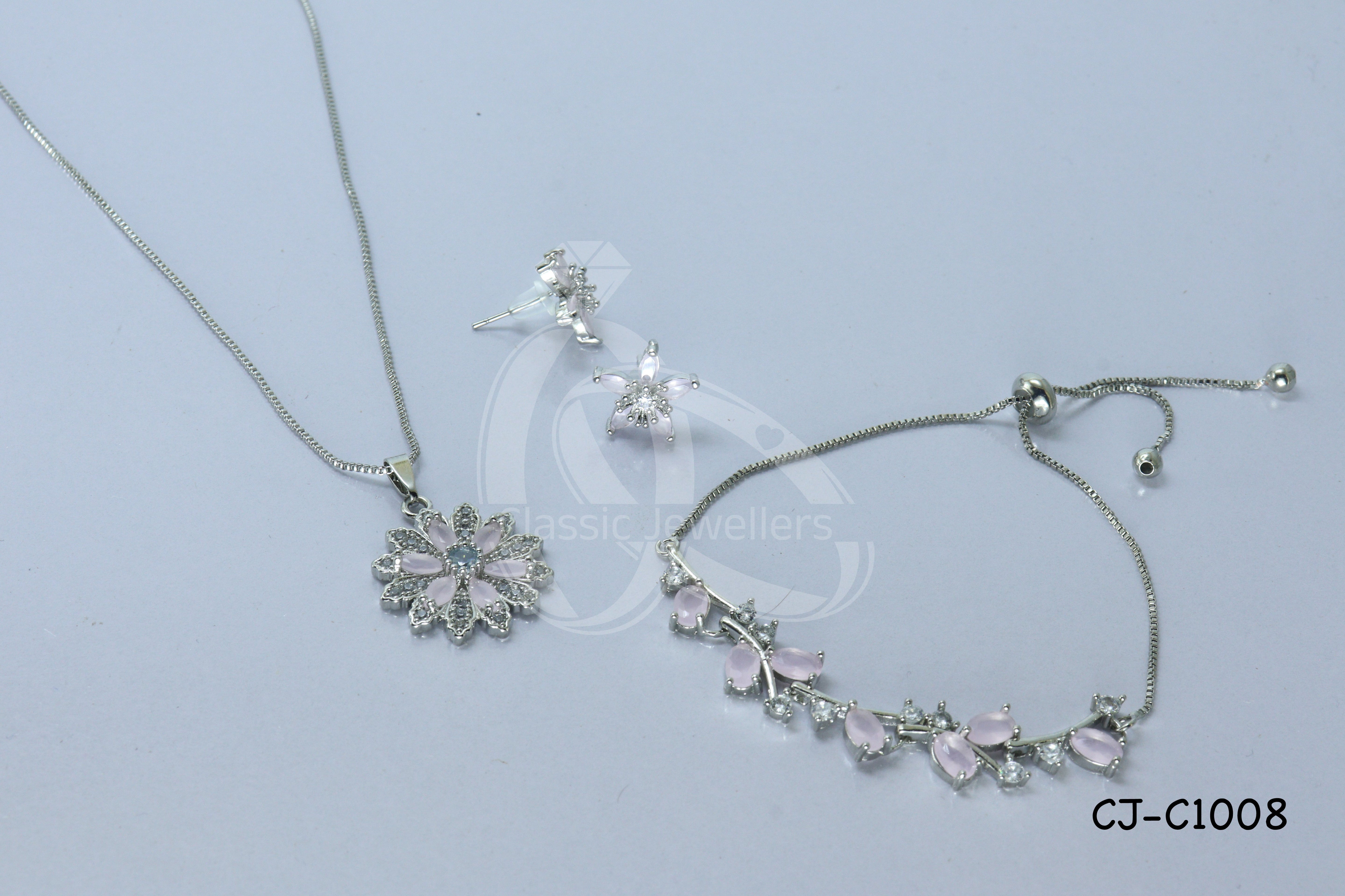 Zircon Light Pink Necklace Set