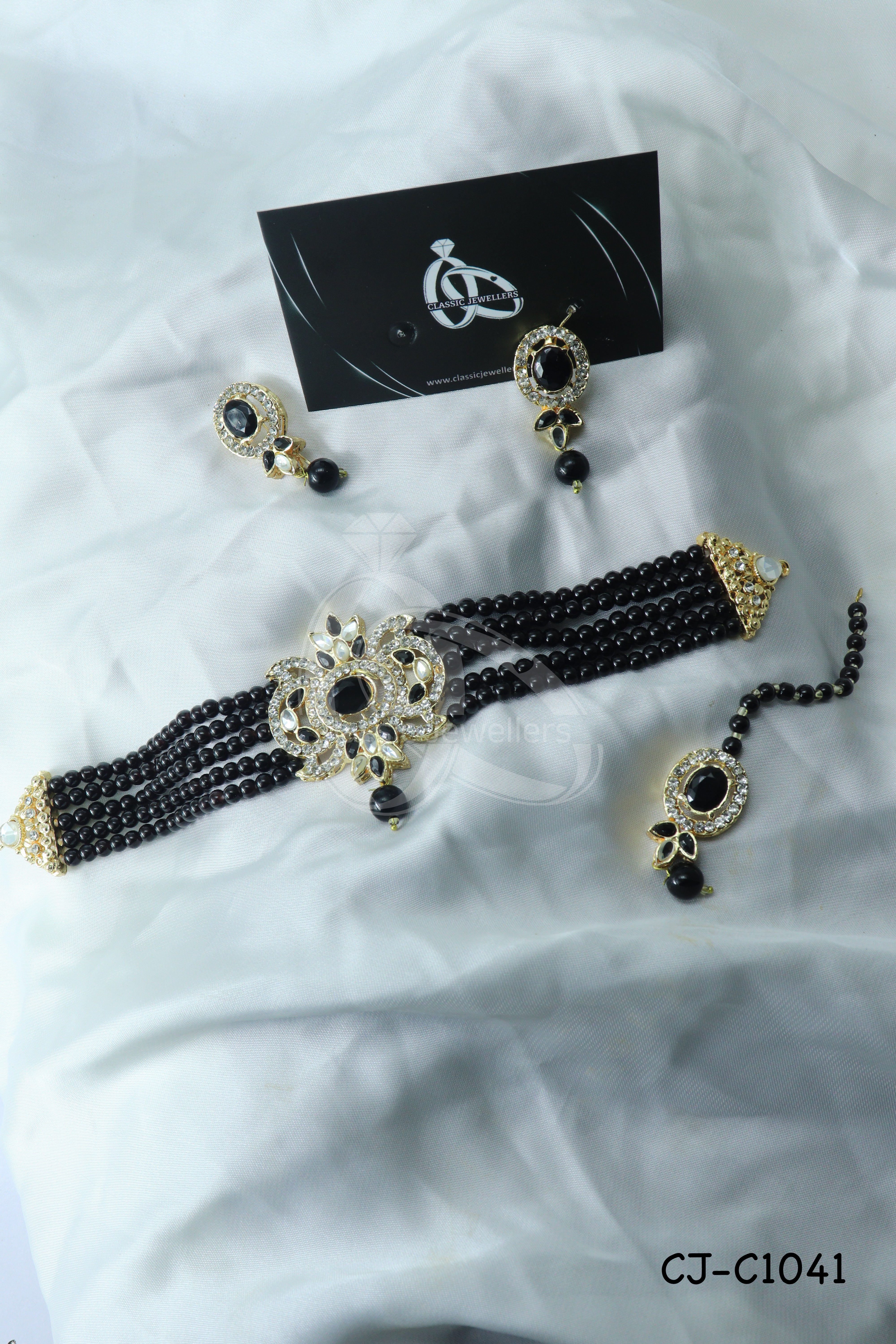 CJ-C1041 Black Choker Set