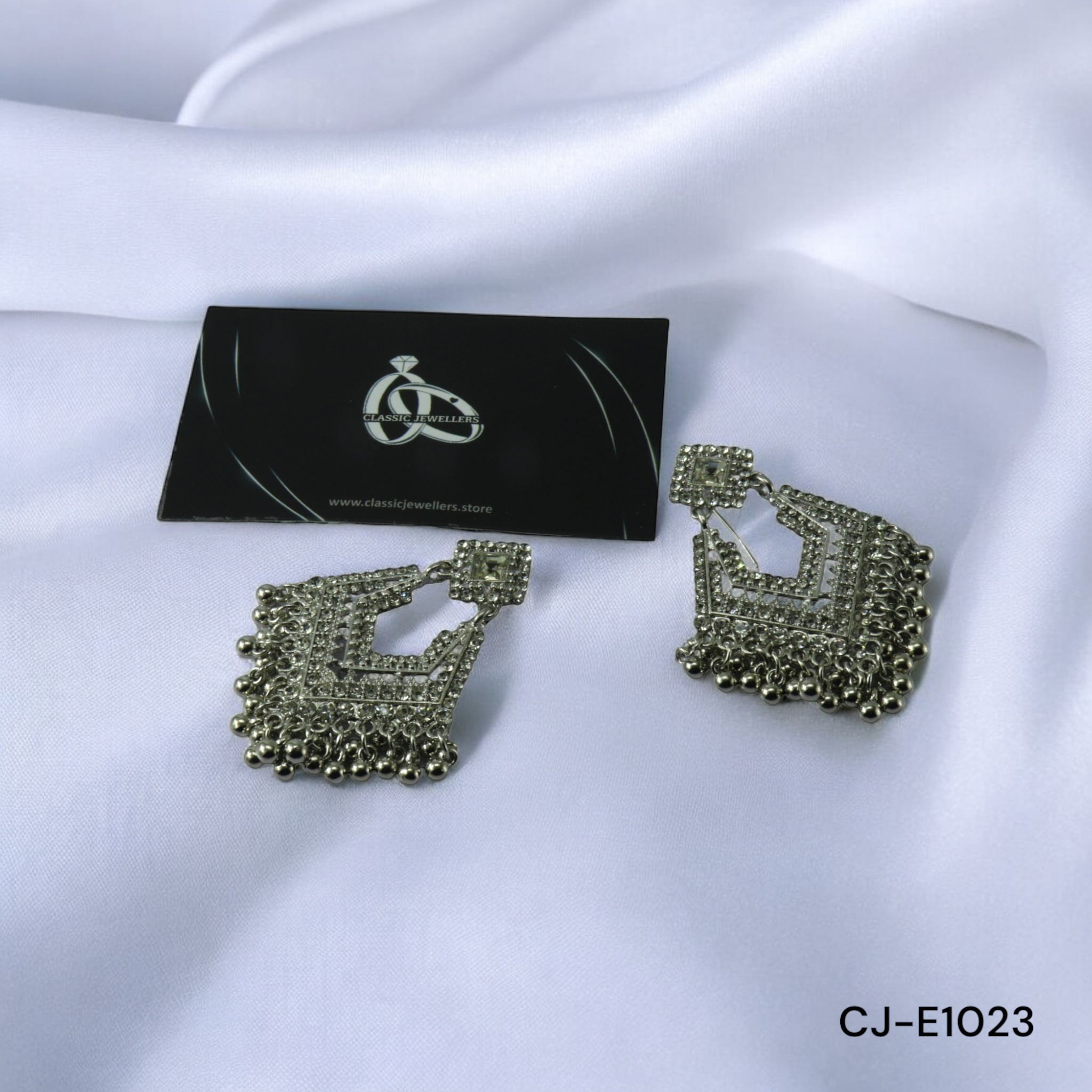 STONE EARRING CJ-E1023 (SILVER)