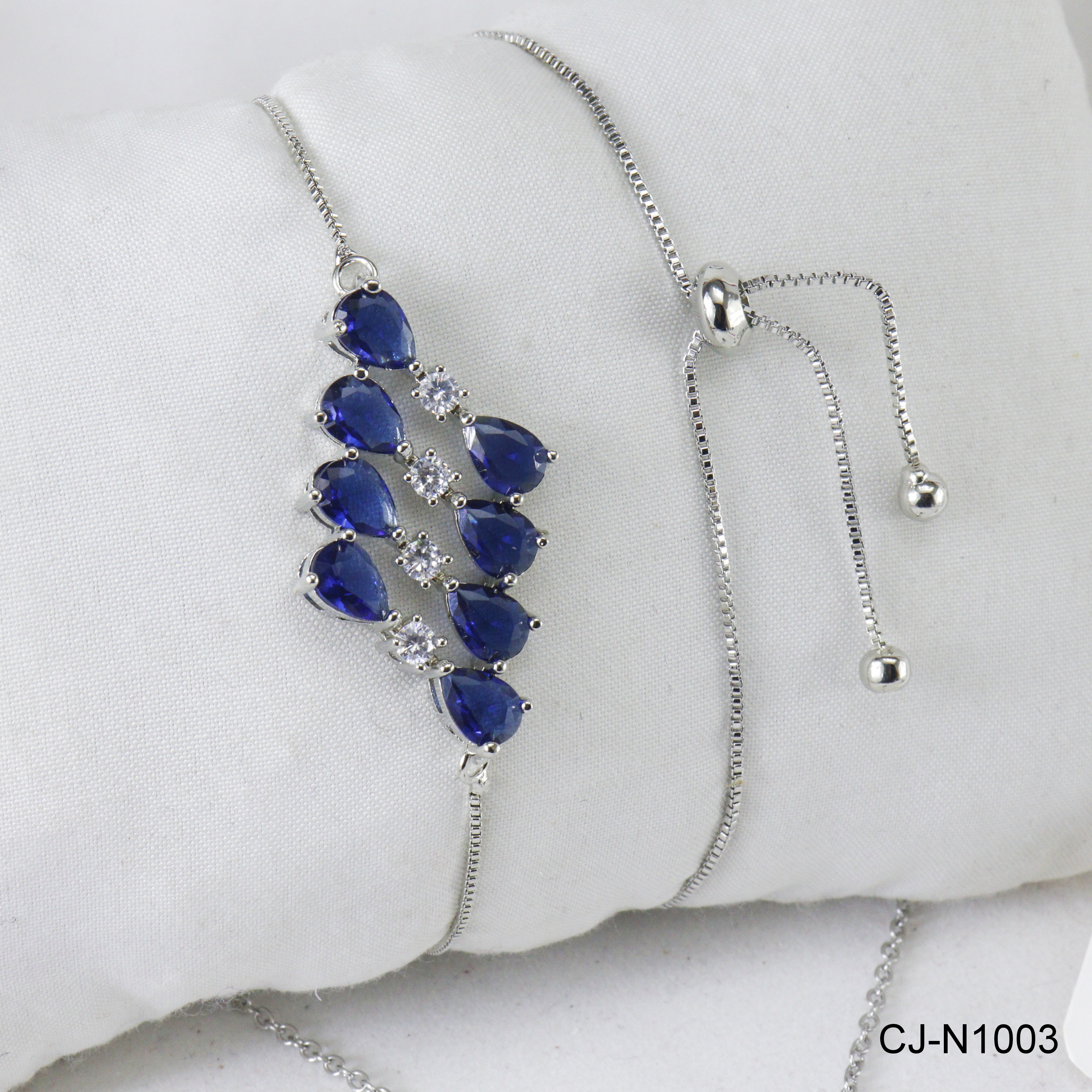 CUBIC ZIRCONIA NECKLACE SET CJ-N1003 (BLUE)