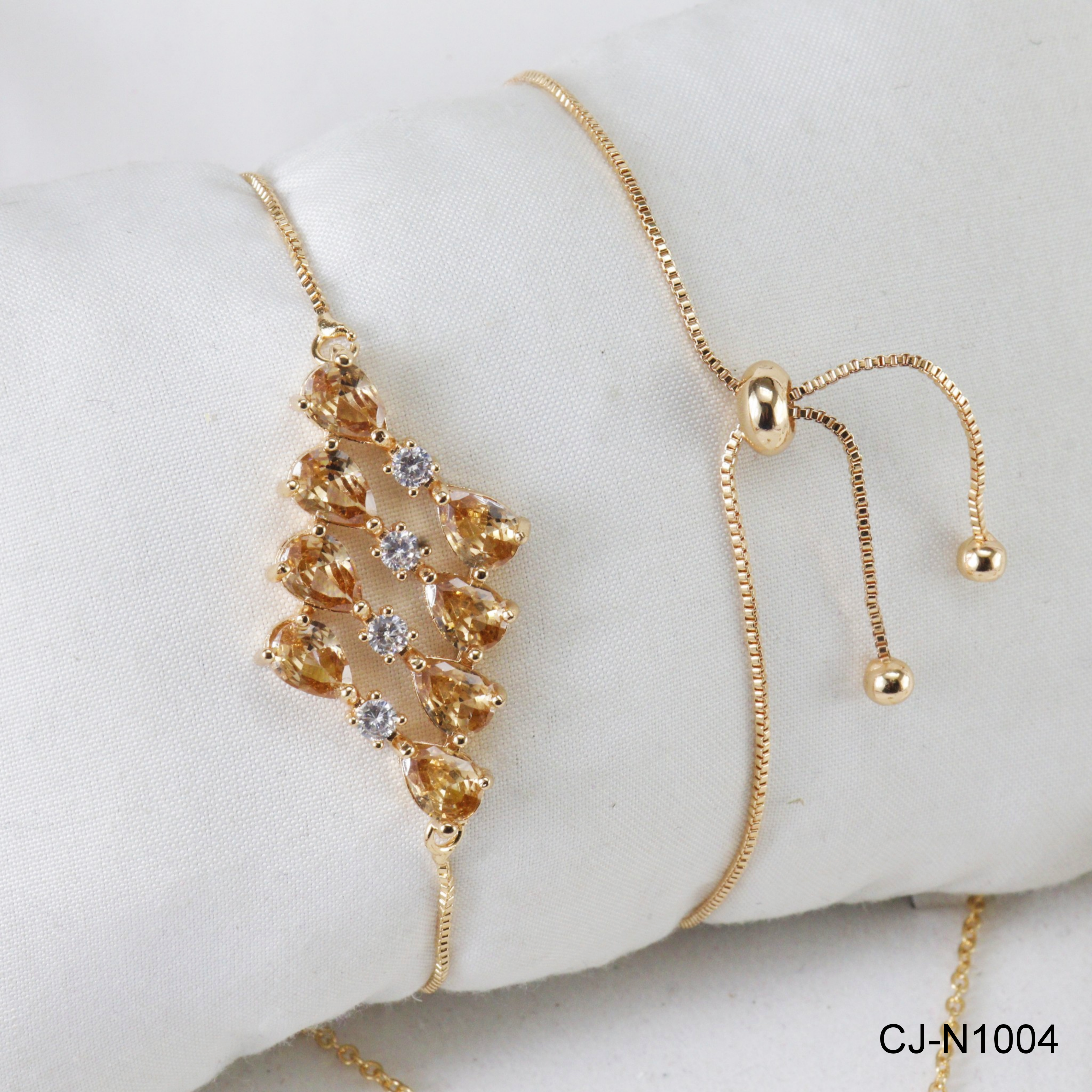 CUBIC ZIRCONIA NECKLACE SET CJ-N1004 (GOLDEN)