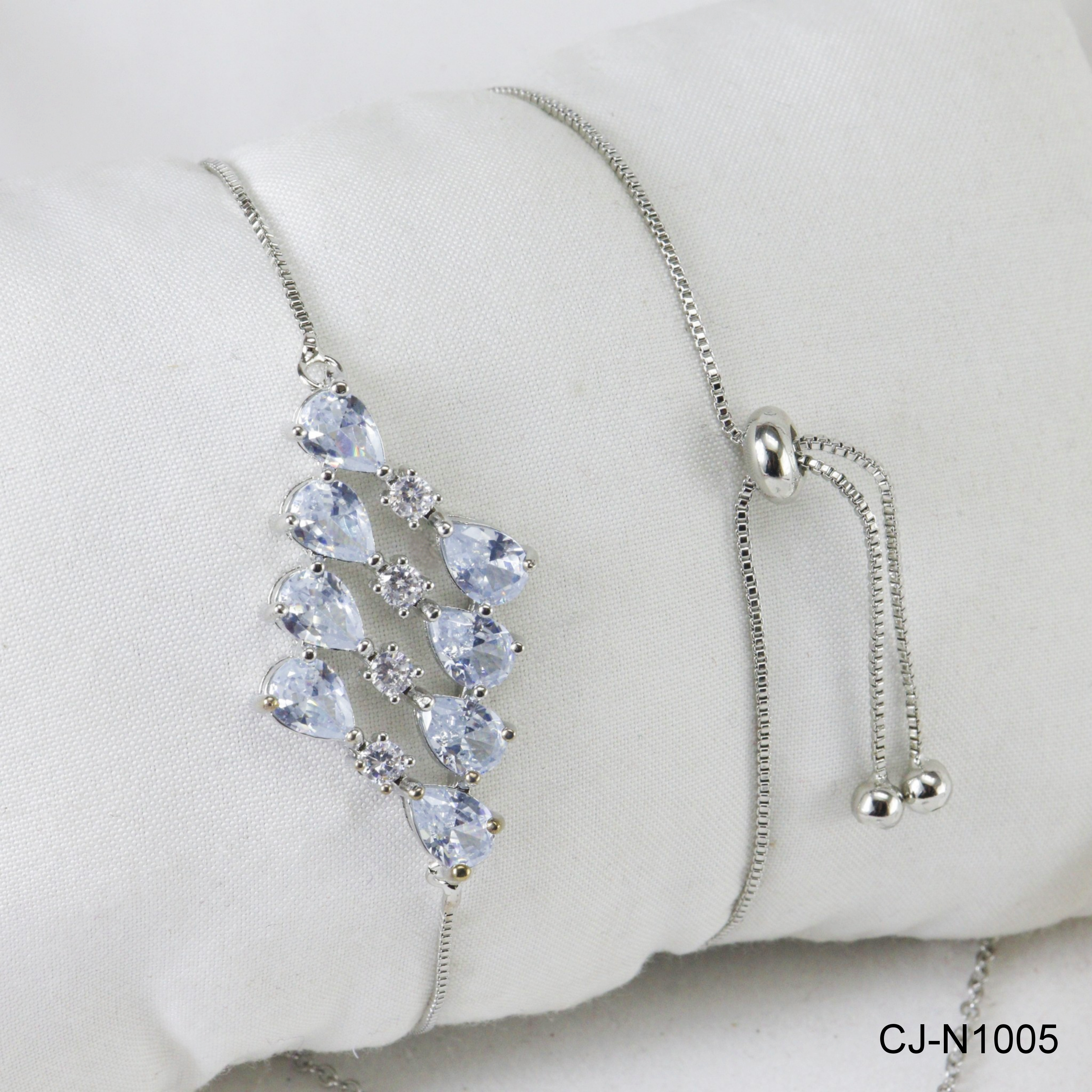 CUBIC ZIRCONIA NECKLACE SET CJ-N1005 (WHITE)