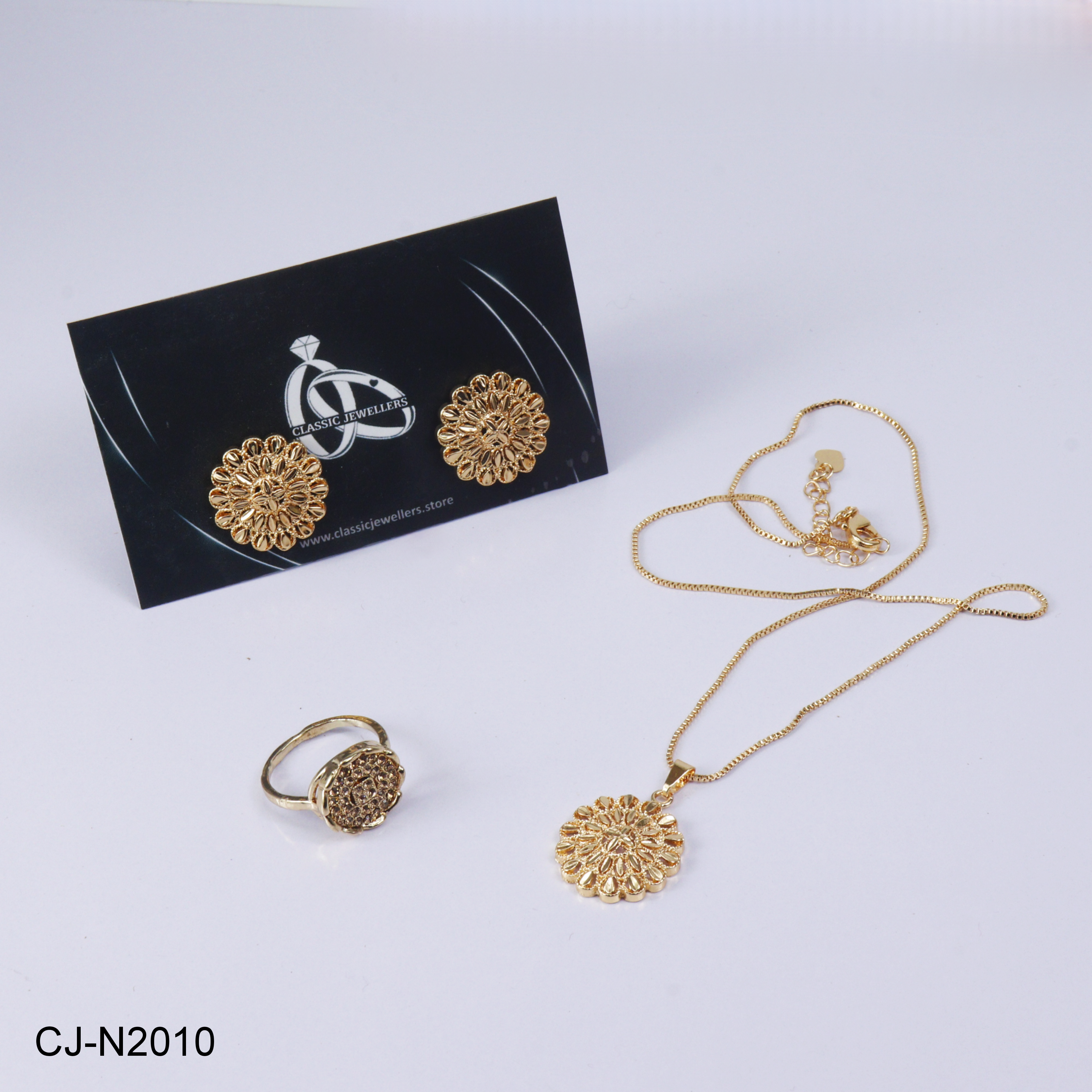 ROSE CUT NECKLACE SET CJ-N2010 (GOLDEN)