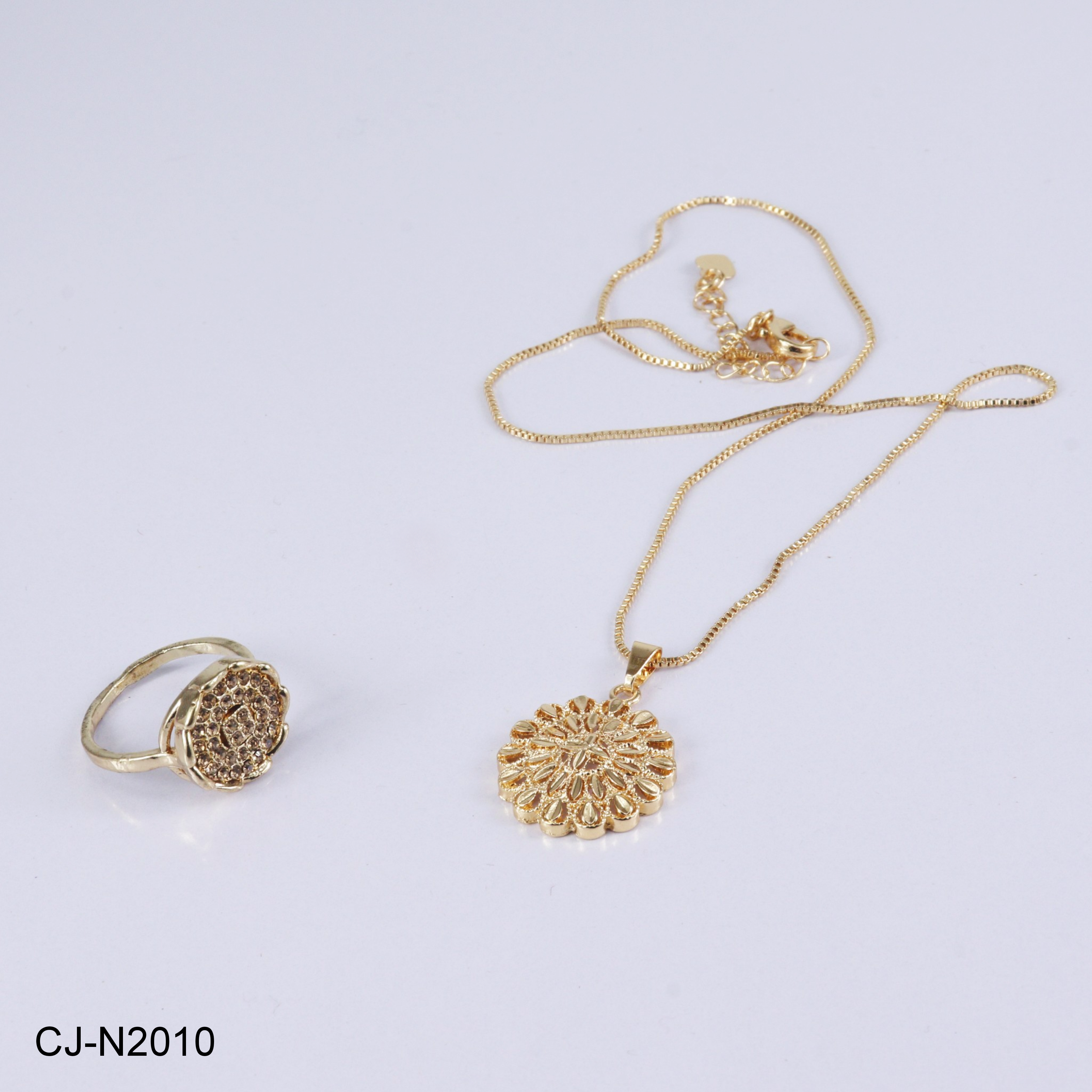 ROSE CUT NECKLACE SET CJ-N2010 (GOLDEN)